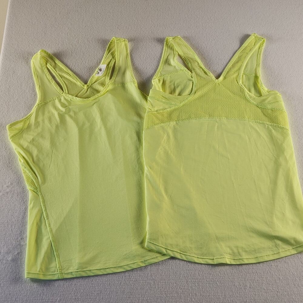 Danskin Now Dri-More Women's Racerback Athletic Top in neon lime/yellow Lot of 2